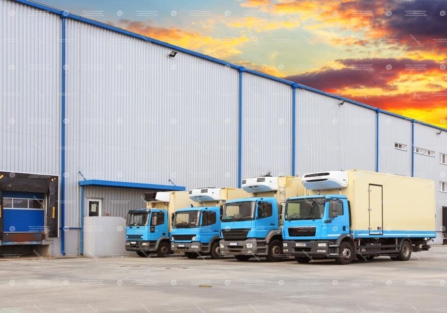 http://www.dreamstime.com/royalty-free-stock-photos-transport-trucks-docking-warehouse-truck-building-image34525228